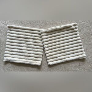 Two furry ivory throw pillowcases - like new condition